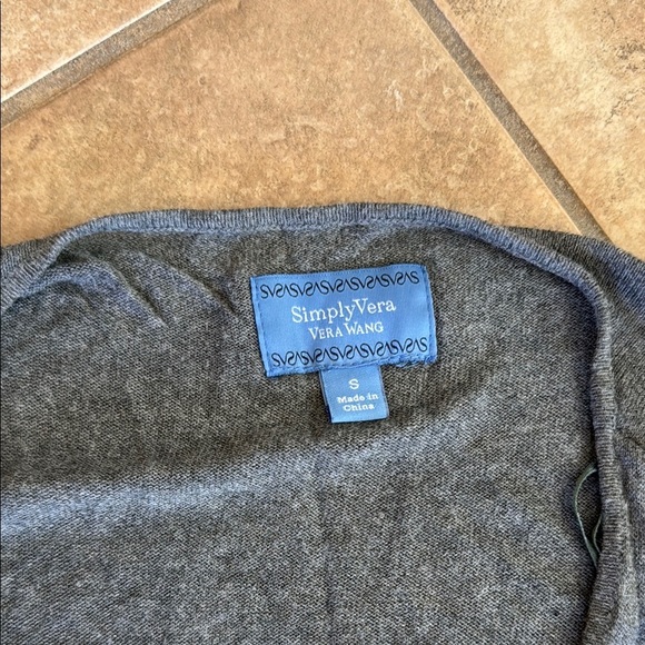 Simply Vera Vera Wang Gray Asymmetrical Cardigan - Picture 2 of 3